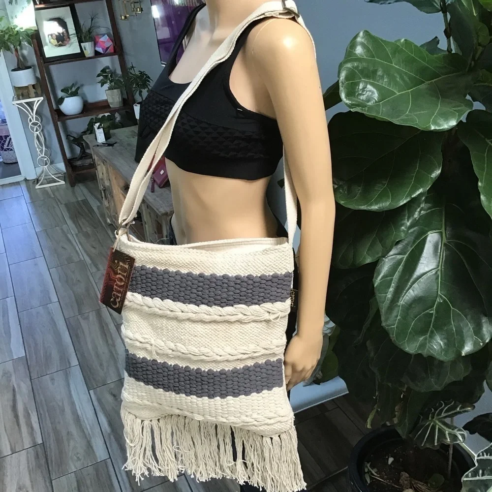 Bohemian Crochet Fringed Cross Body Bag